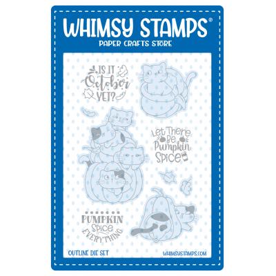 Whimsy Stamps Outline Dies - Pumpkin Kitties